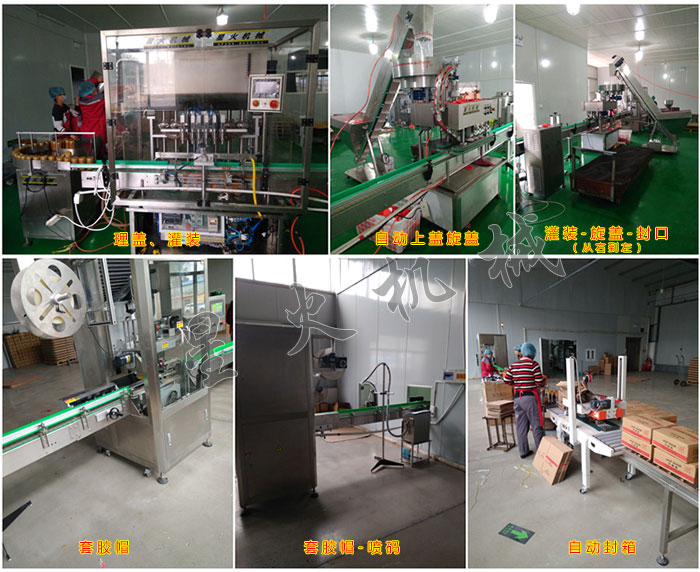 麻醬灌裝旋蓋封口貼標生產線